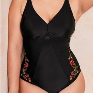 Plus size floral one piece with tie back